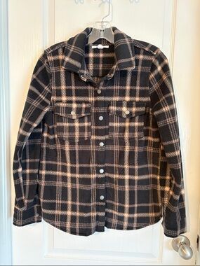 O'Neill Black and Beige Plaid Button-Up Jacket